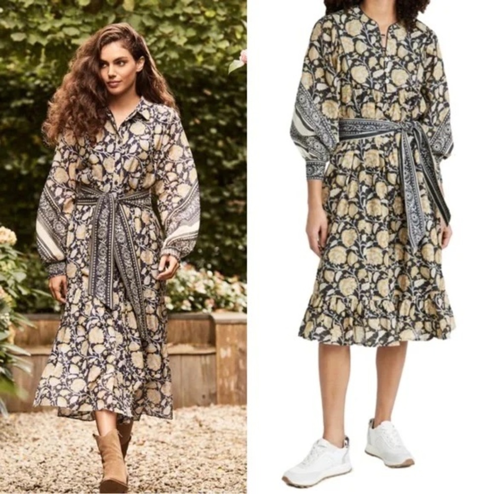 Cleobella Lennox Midi Dress in Sita Eclipse Cotton Midi Mosaic Print Cottage, XS